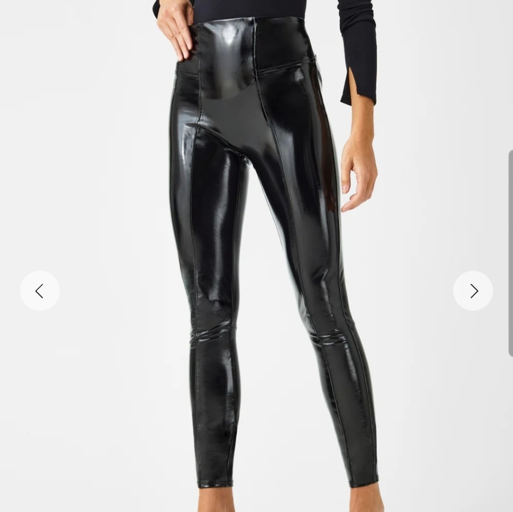 SPANX Shiny Black High-Waisted Leggings
